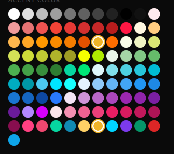La palette de couleurs d’accent